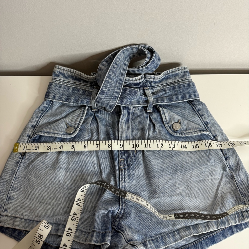 VERONICA BEARD Nori Denim Paperbag Shorts Extra High Rise with Belt size 25 - Picture 11 of 12